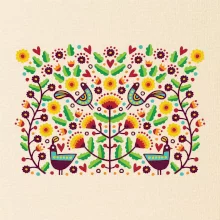 Folklor - barevně kvetiny obdélník