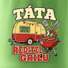 Táta ředitel grilu rodinné kempování s karavanem