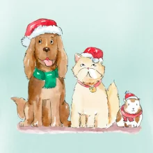 Veselé vánoce - pes, křeček a kočka