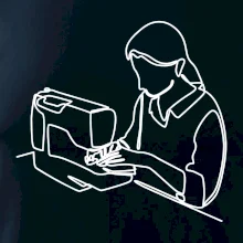 Švadlena a šicí stroj jedním tahem