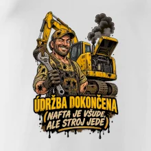 Údržba bagru dokončena nafta je všude