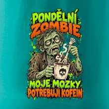 Pondělní zombie míchá kávu kostěnou rukou