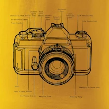 Nákres starý fotoaparát