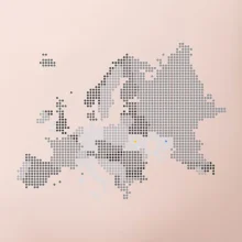 Mapa Evropy - srdce v Ukrajině