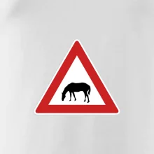 Dopravní značka - Pozor pasoucí se kůň