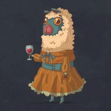 Alpaka s vínem žena