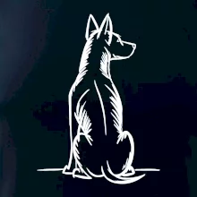 Pes kreslený zezadu