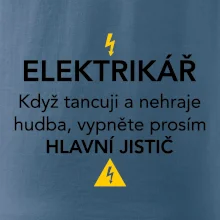 Elektrikář - hlavní jistič - Nápis na zádech