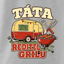Táta ředitel grilu rodinné kempování s karavanem