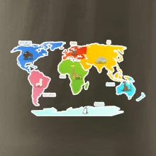 Světové kontinenty s názvy a zvířátky