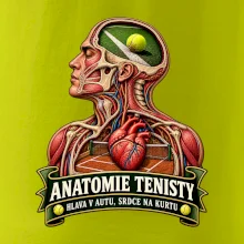 Anatomie tenisty hlava v autu srdce na kurtu