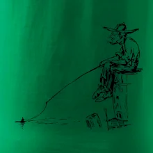 Kreslený rybář na pařezu