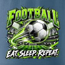 Fotbalový míč a stadion eat sleep repeat