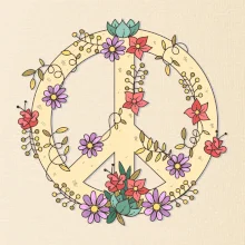 Peace symbol pískový