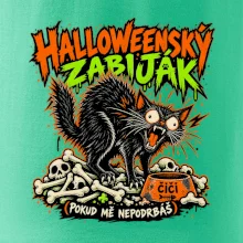 Halloweenský černý kocour čeká na podrbání