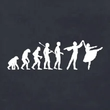 Evoluce tanec - muž a žena se sukní