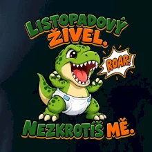 Listopadový živel zelený dinosaurus rex v plence