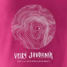 Velký Javorník - vrstevnice v kruhu
