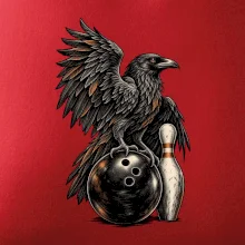 Bowling havran s koulí a kuželkou