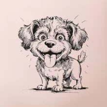 Lagotto romagnolo karikatura vypláznutý jazyk