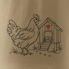 Slepice a kurník se srdíčkem