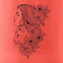 Žena a kočka - kreslená