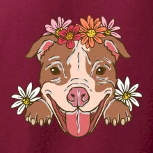 Americký stafordširský teriér hlava s květinami