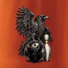Bowling havran s koulí a kuželkou