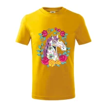 Kůň barevný s květinami