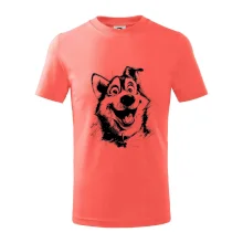 Černobílá karikatura husky