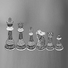 Šachové figurky v řadě - kreslené