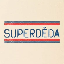 SUPERDĚDA nápis modro červený