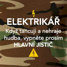 Elektrikář - hlavní jistič - Nápis na zádech