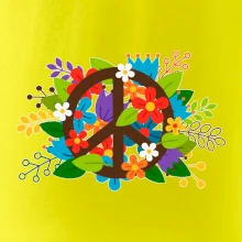 Peace symbol prorostlý květinami