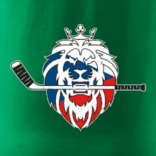 Lev s hokejkou v tlamě - Česká vlajka