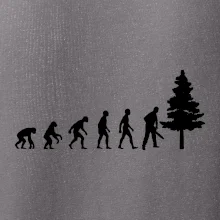 Evoluce dřevorubec - pila a strom