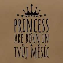 Princesses are born in (vlastní nápis měsíc narození)