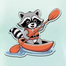 Mýval v kajaku kreslený