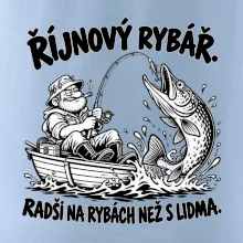 Říjnový rybář v loďce s obří štikou