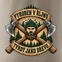 Dřevorubec vyroben v říjnu s překříženými sekerami