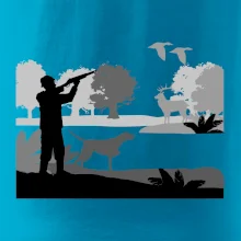 Lovec a ohař v lese