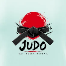 Judo černý pás a červené slunce eat sleep repeat