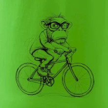 Opice s brýlemi na kole