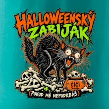 Halloweenský černý kocour čeká na podrbání