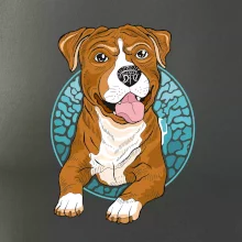 Americký staford kreslený v kolečku (Pecka design)