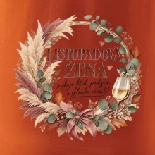 Listopadová žena s bílým vínem v boho věnci