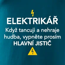 Elektrikář - hlavní jistič - Nápis na zádech