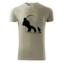 Rybář tahající rybu