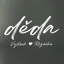 Děda Tričko se jmény dětí psací písmo