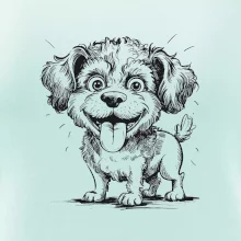 Lagotto romagnolo karikatura vypláznutý jazyk